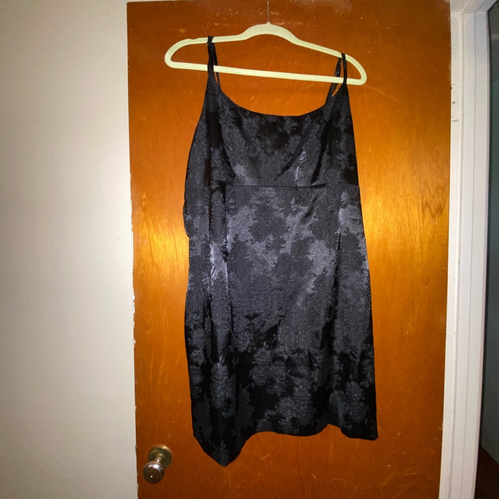 Wild Fable Black Satin Floral Detail Dress